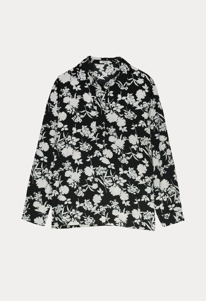 Contrast Flower Printed Blouse