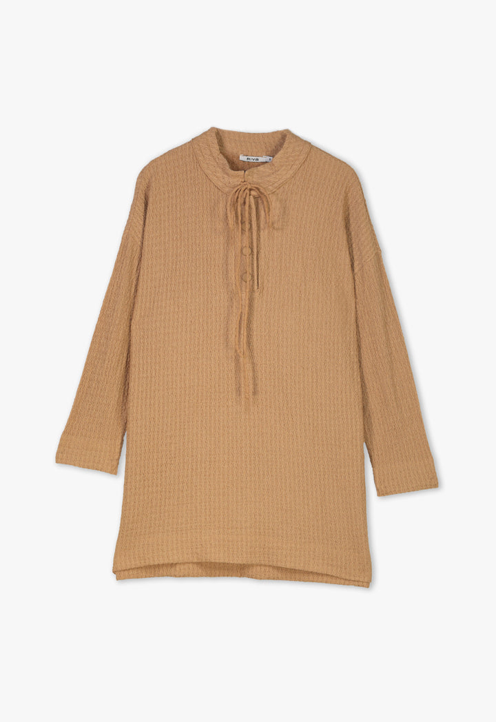 Wave Textured Knitted Solid Blouse