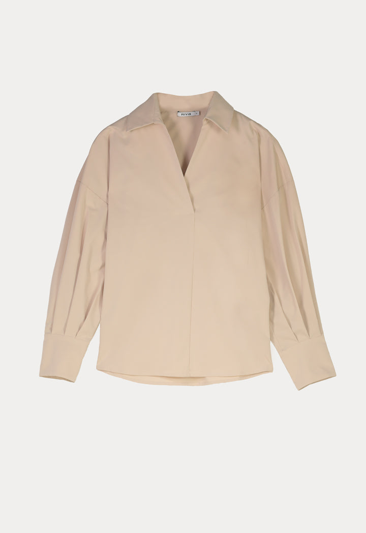 V-Neckline Solid Classic Shirt