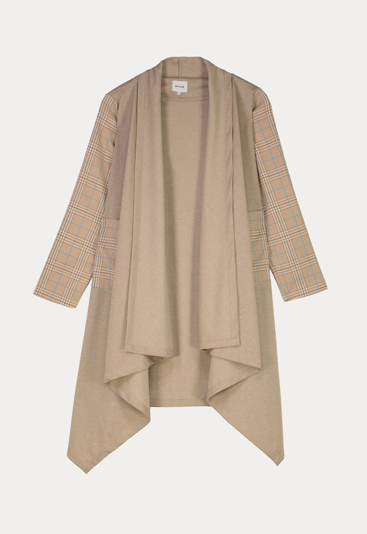 Houndstooth Plaid Uneven Hemline Outer Jacket