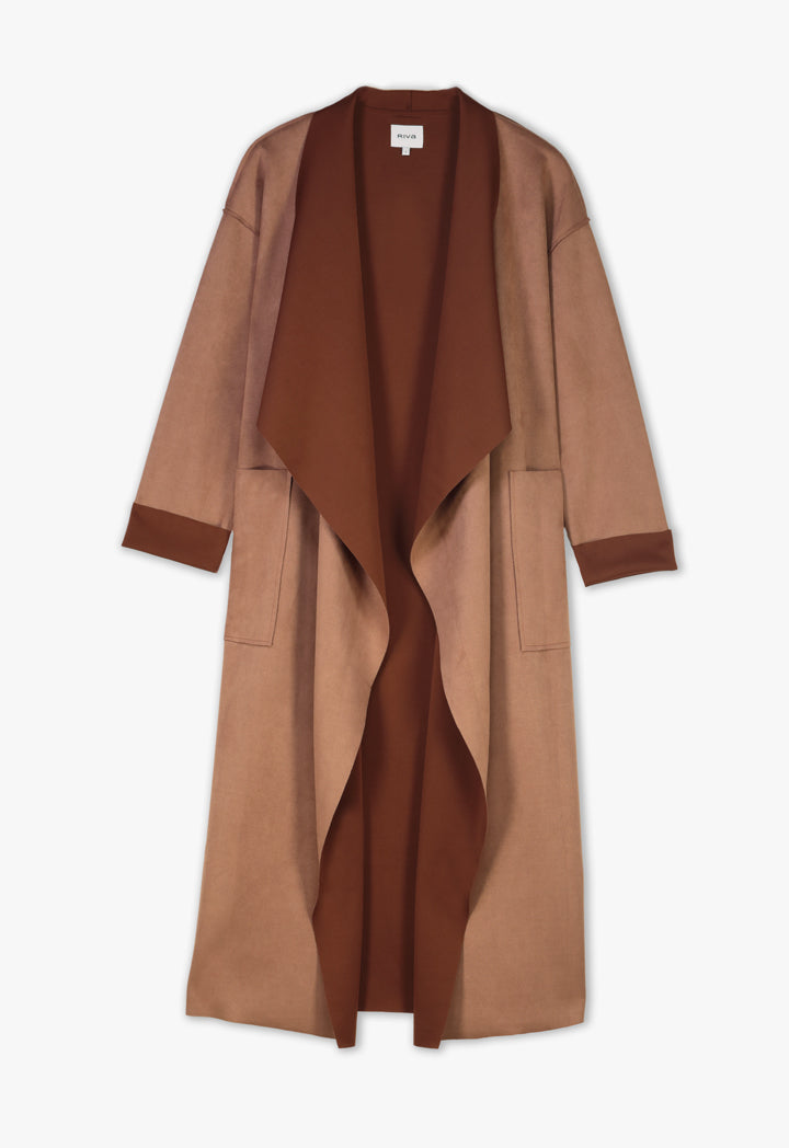 Suede Textured Notched Open Abaya