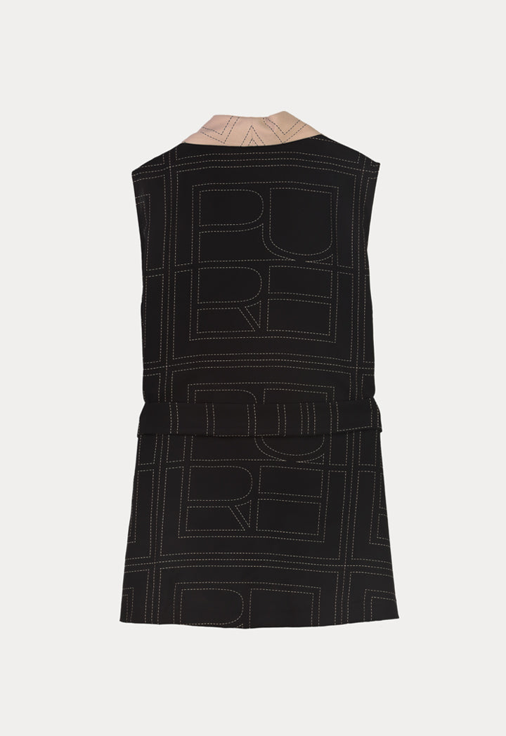 Dash Patterned Two Tone Sleeveless Vest