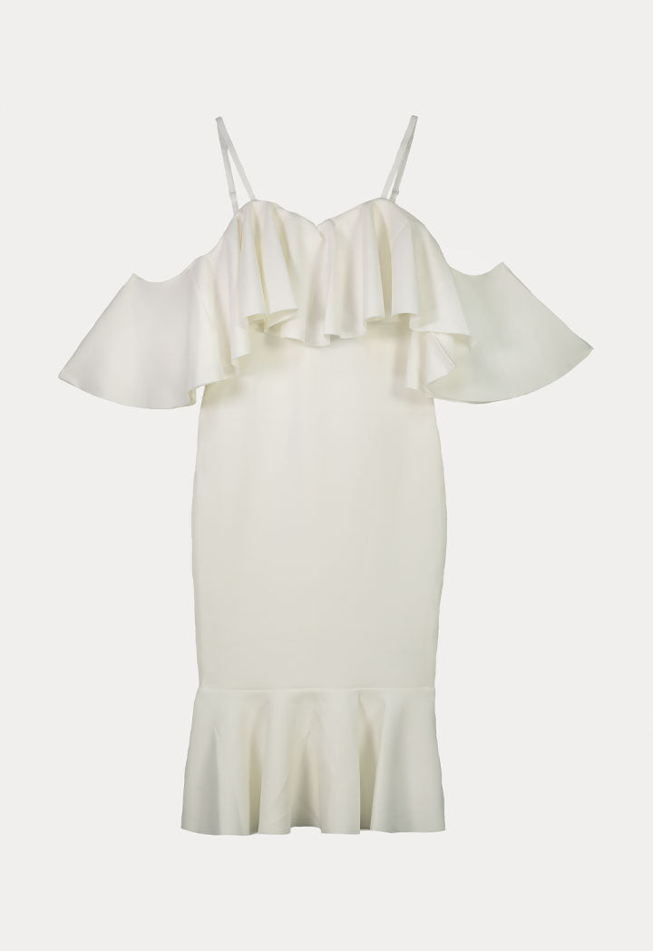 Off Shoulder Peplum Midi Dress – ZAY
