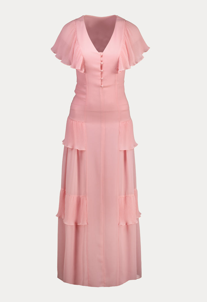 open lace back dress Petal & Pup Women's Naira Pleated Maxi Dress