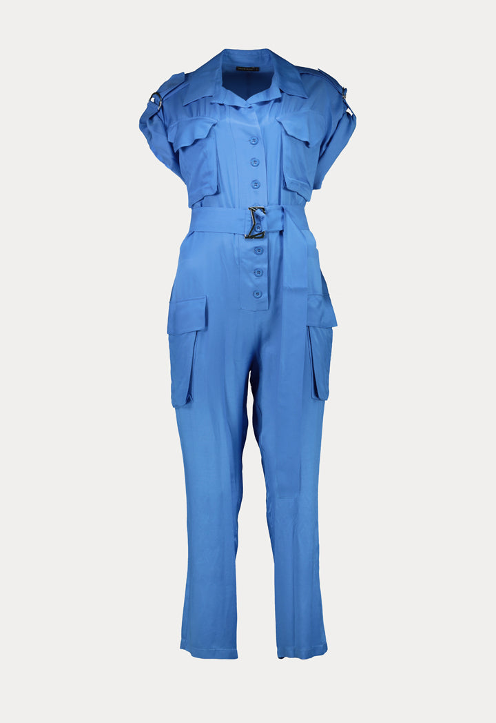 Roll Up Sleeves Buttoned Jumpsuit
