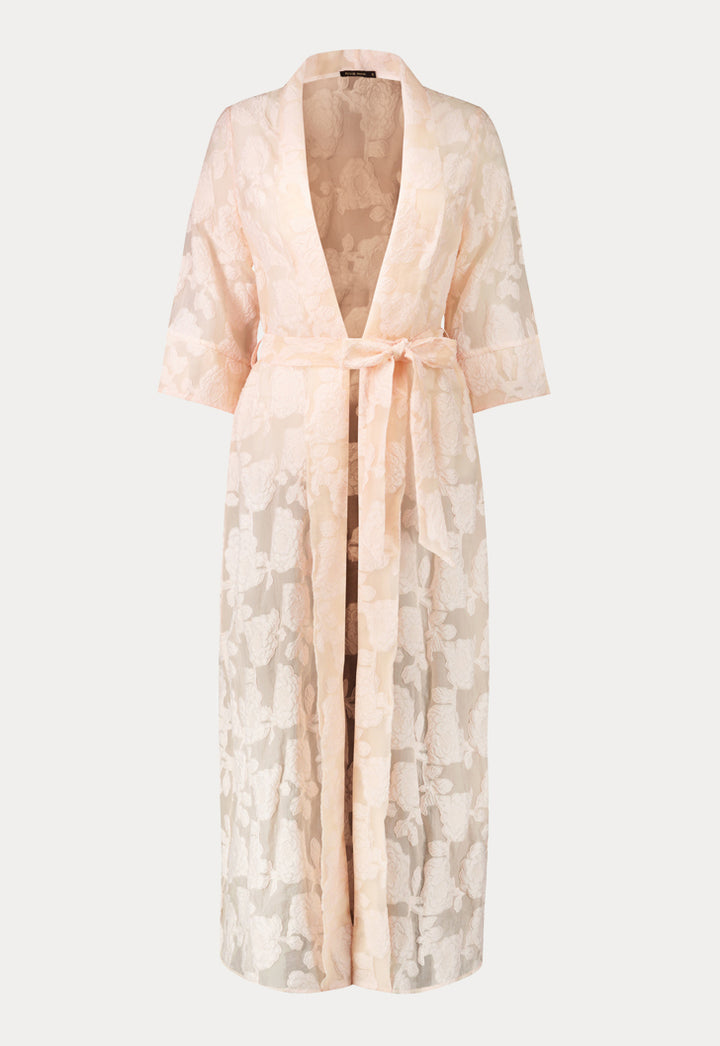 Textured Floral Print Kimono