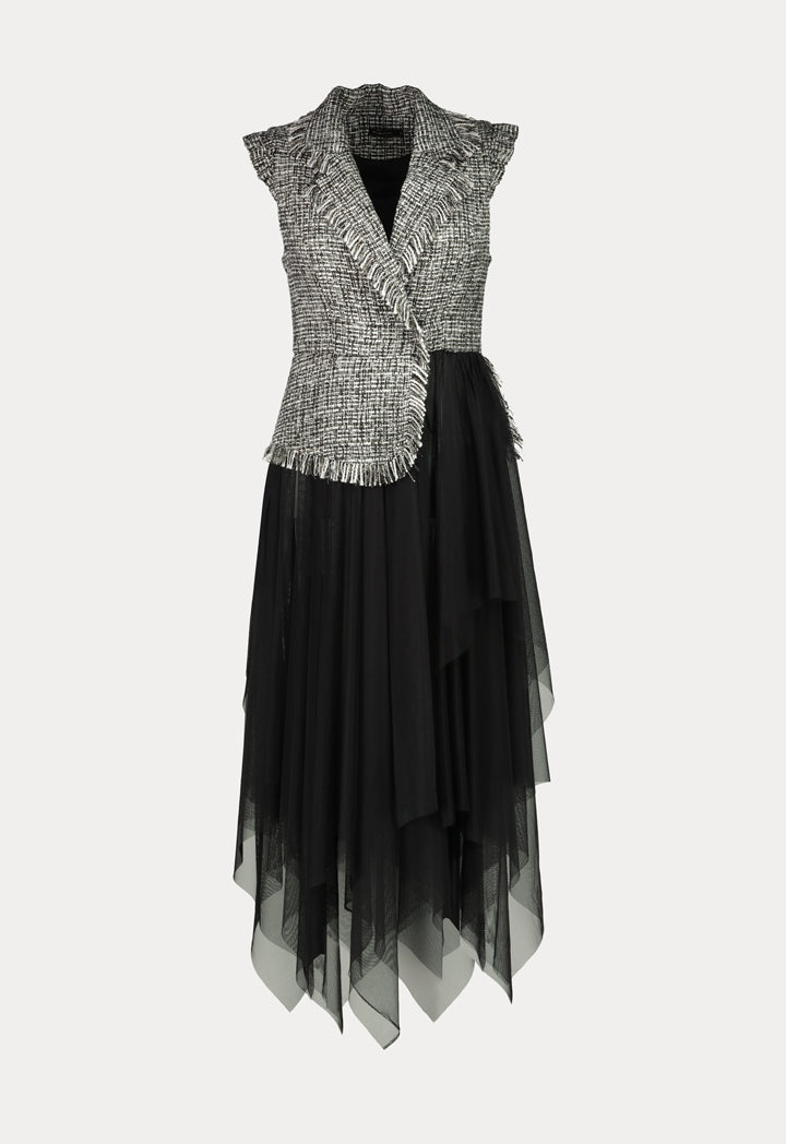 Tweed Tulle Layered Outerwear