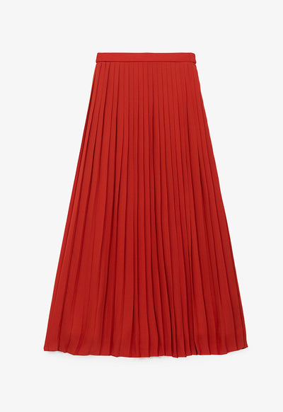 Even Pleated Solid Skirt