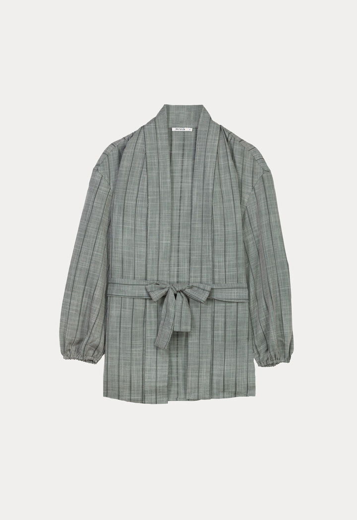 Striped Lantern Sleeves Open Jacket – ZAY Striped Lantern Sleeves Open Jacket – ZAY
