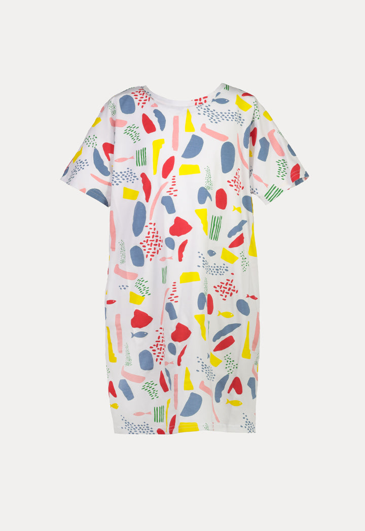 Printed Continuous Short Sleeve Dress