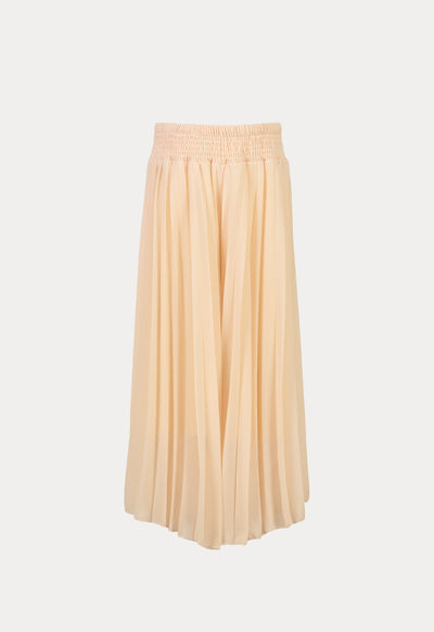 Solid Elasticated Chiffon Pleated Loose Culottes