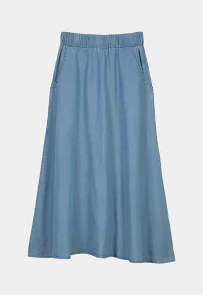 Maxi Denim Tencel Easy Pull On Skirt