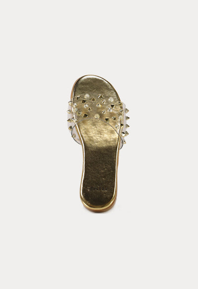 Clear Jelly Metallic Stud Slip On Sandals