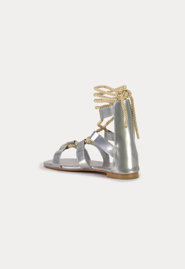 Rope Lace Up Gladiator Flat Sandals