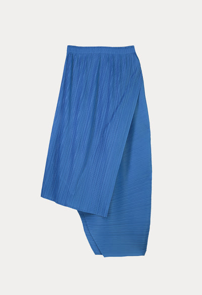 Electric Pleated Solid Aysmmetrical Skirt