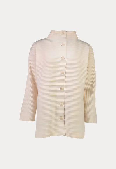 Stand Collar Pleated Continuous Long Sleeve Blouse