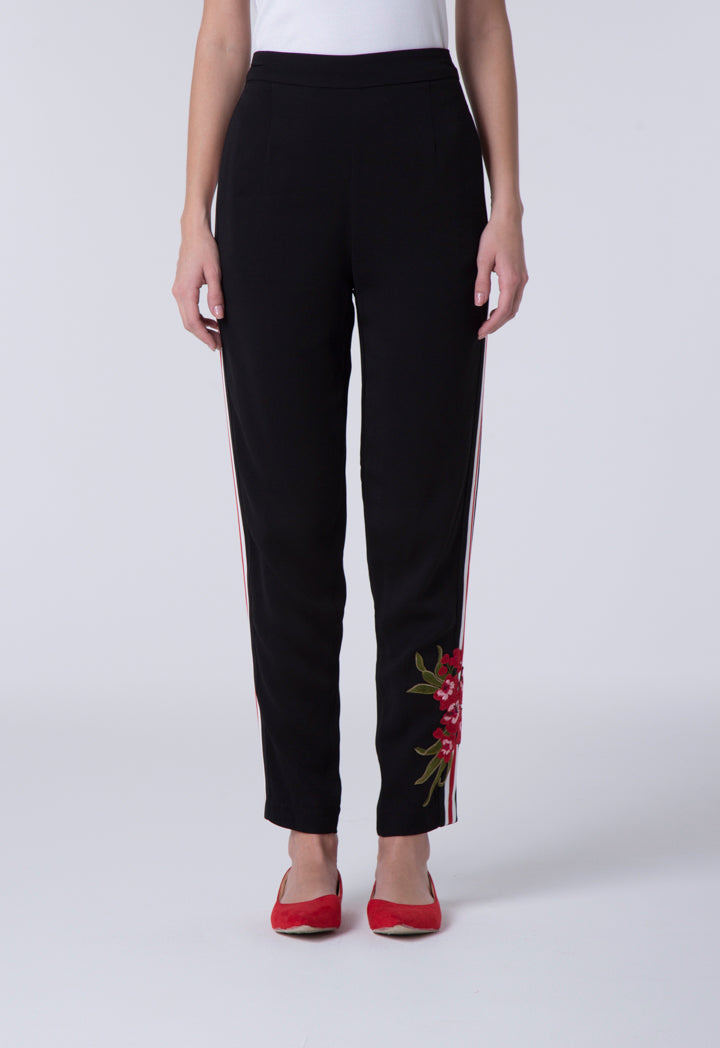 Floral Embroidered Tape Trouser