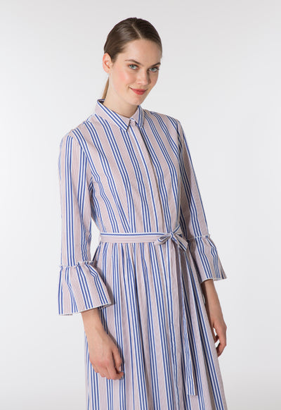 Gathered Hem Striped Dress