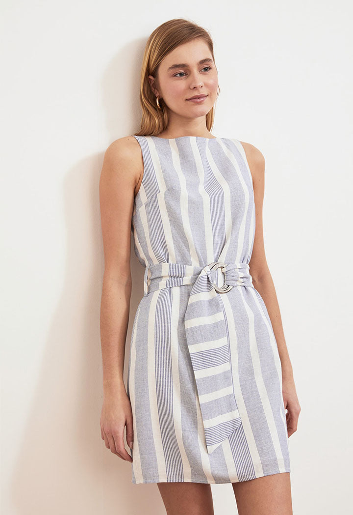 Stripe Dress With Belt Detail