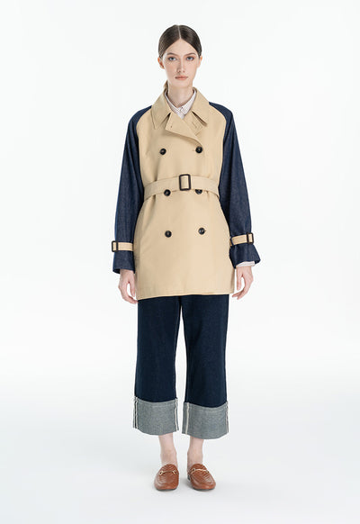Contrast Trench Coat Design Outer Jacket