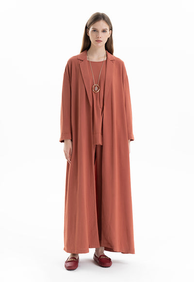 Notched Solid Open Maxi Abaya