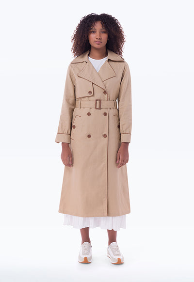 Double Breasted Solid Trench Coat