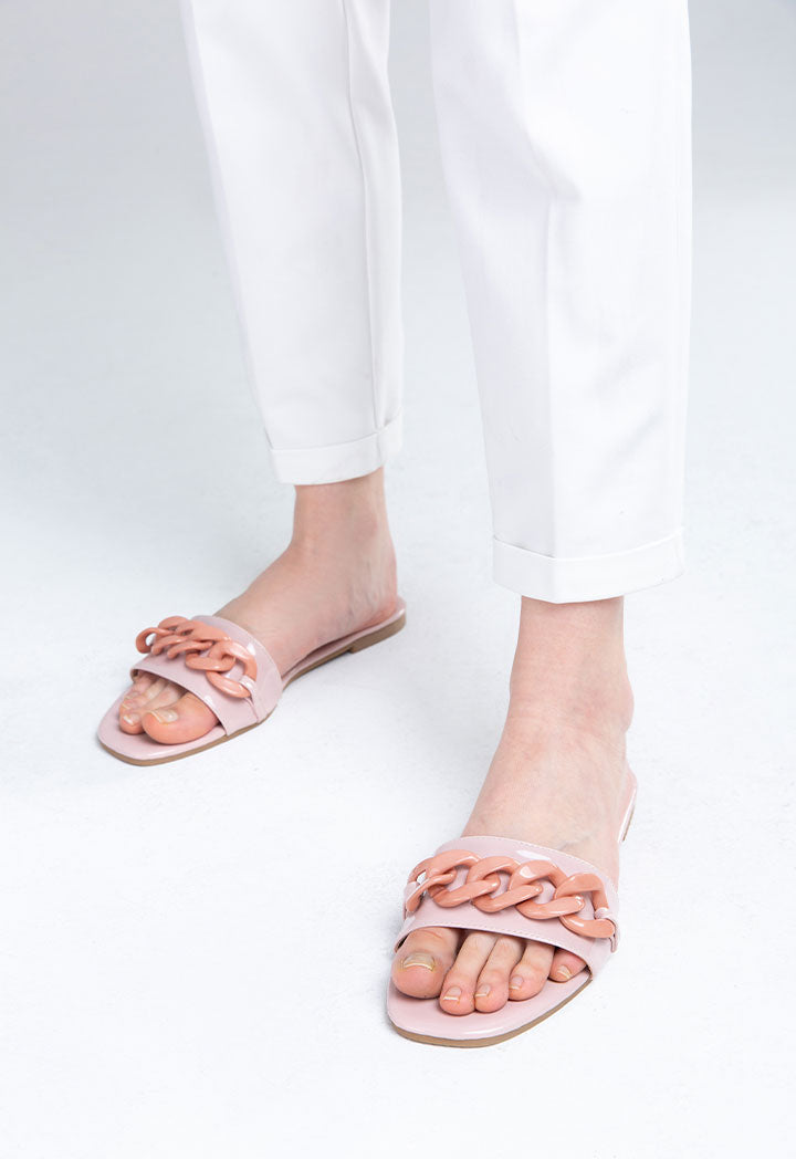 Flat Quilted Acrylic Strap Sandals
