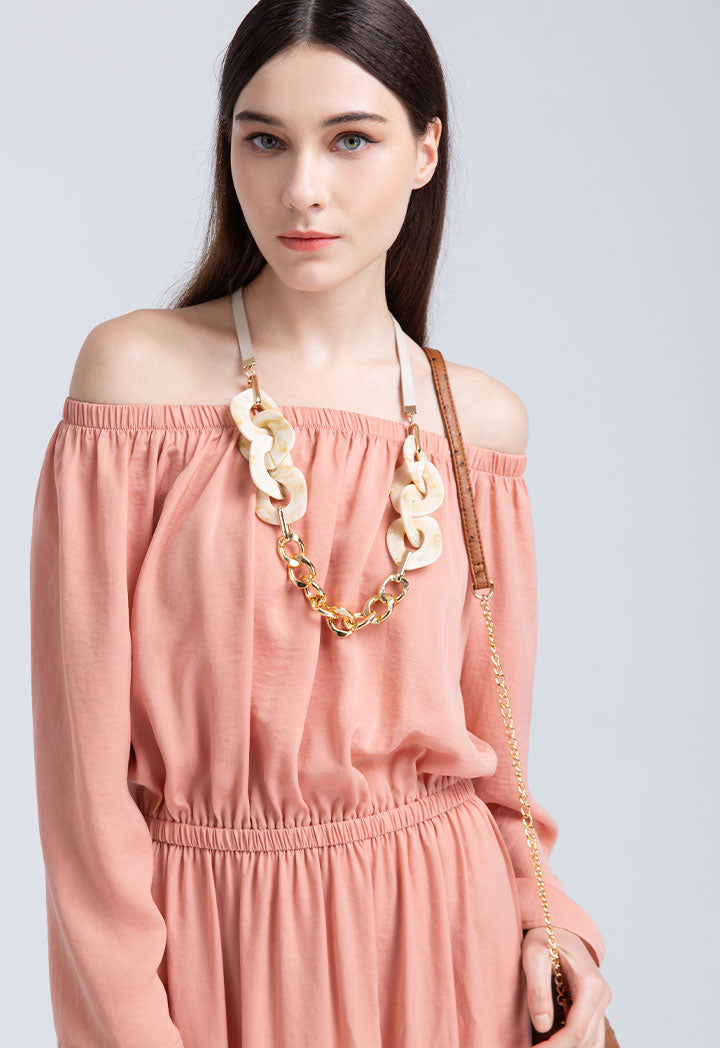 Off Shoulder Solid Maxi  Dress