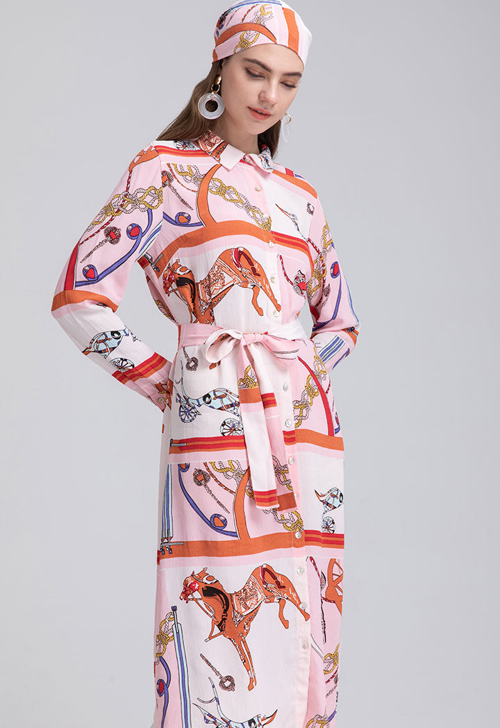 Multicolor Printed Long Maxi Dress