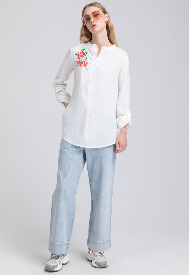 Embroidered Motif Solid Blouse