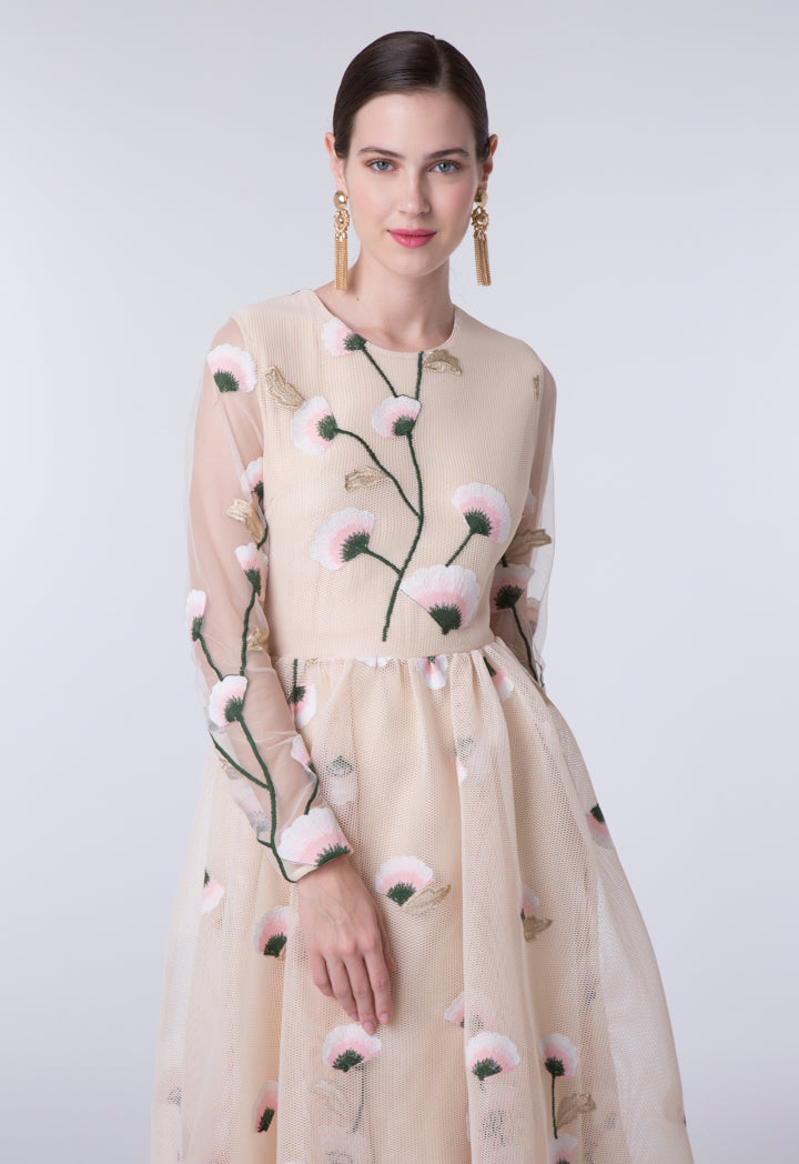 Floral Embroidered Tulle Dress