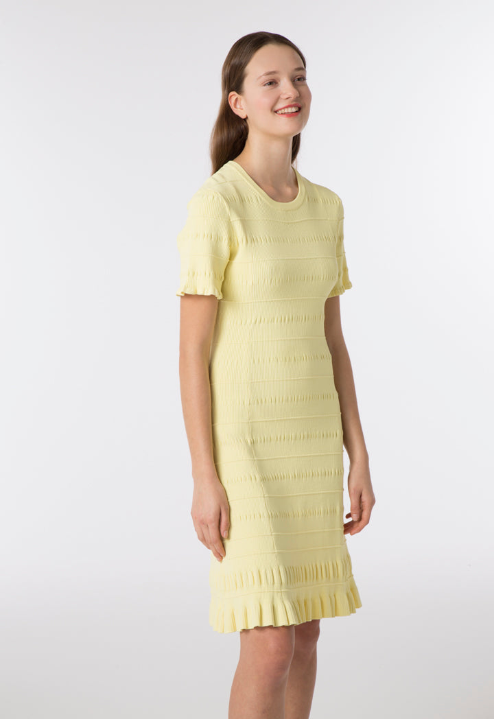 maje yellow lace dress Puff Rib Knit Dress – ZAY