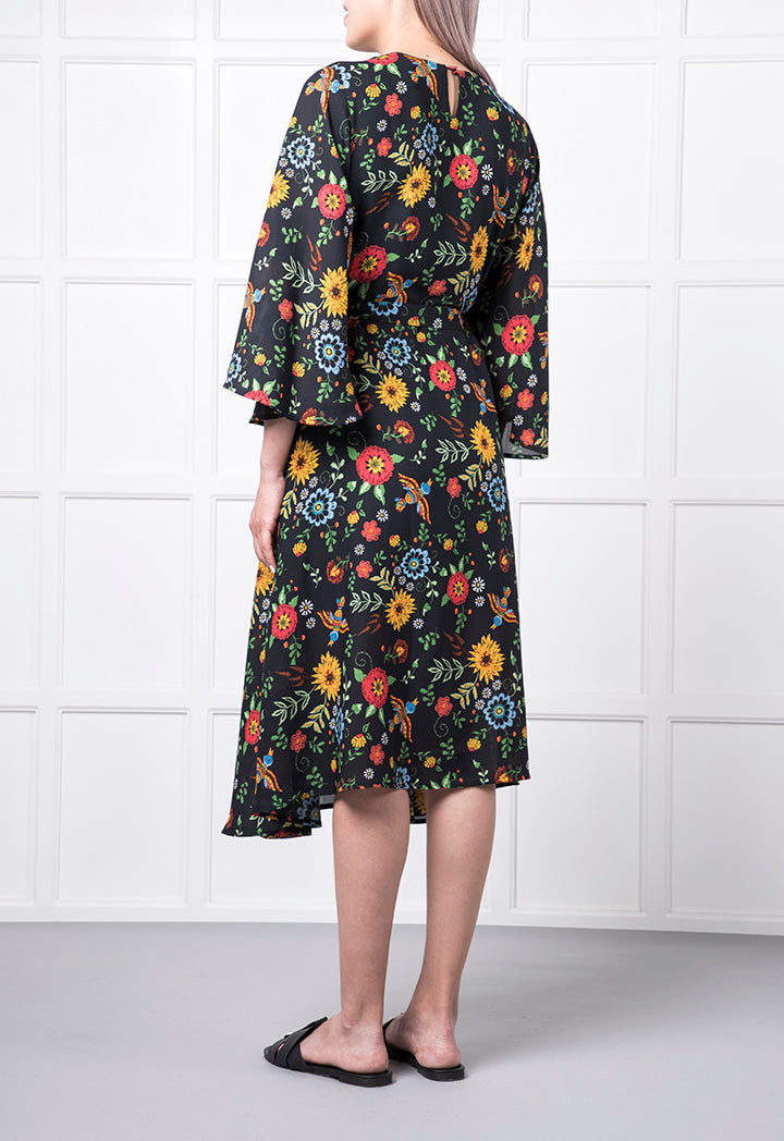 Flowy Floral Round Neck  Dress