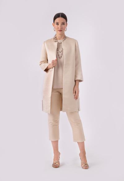 Embossed Jacquard Open Front Outerwear