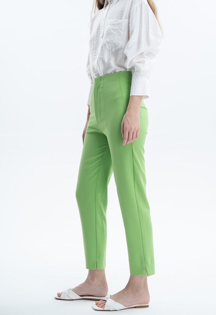 Long Solid Trouser With Faux Pocket