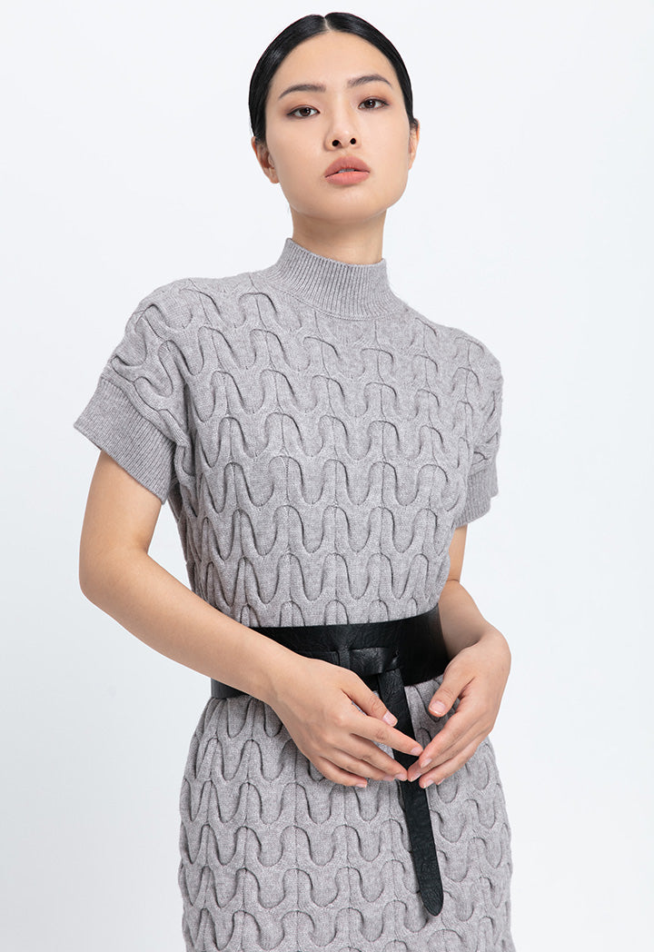 Even Pattern Knitted Solid Dress