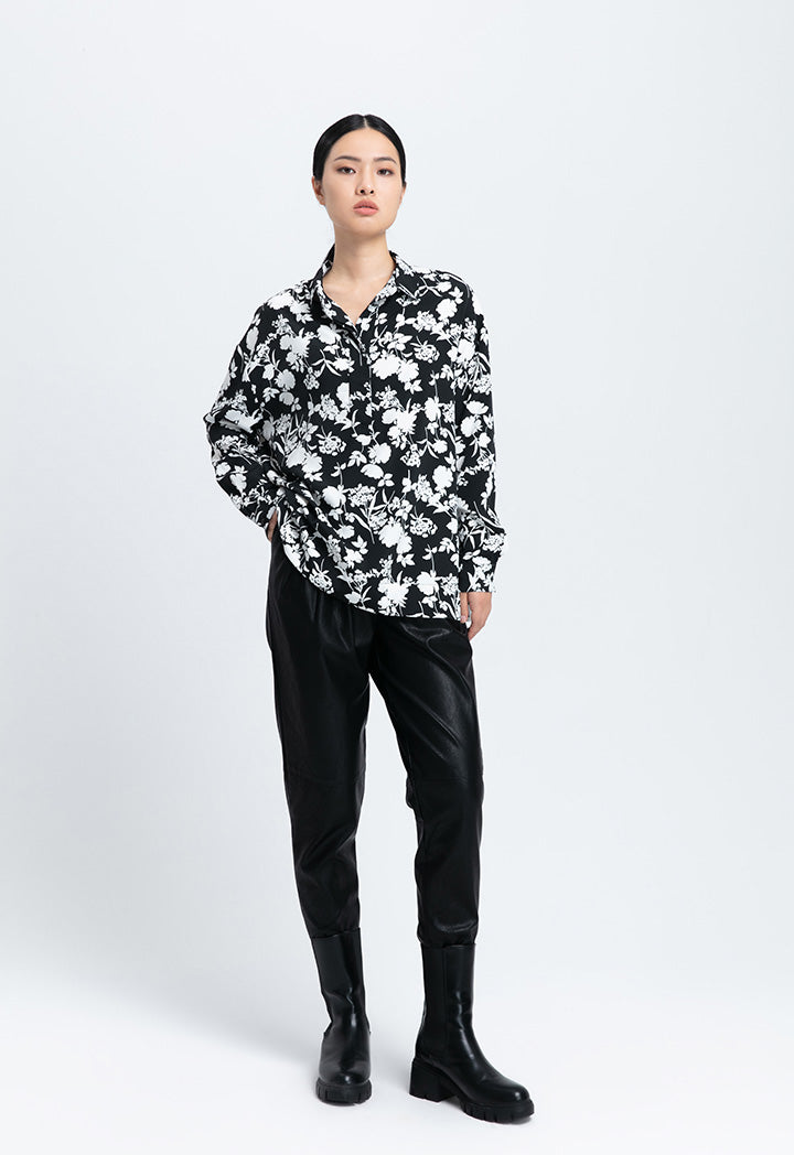 Contrast Flower Printed Blouse