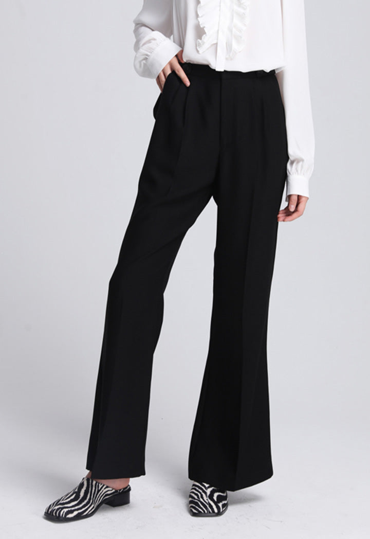 Solid Relaxed Flare Trouser