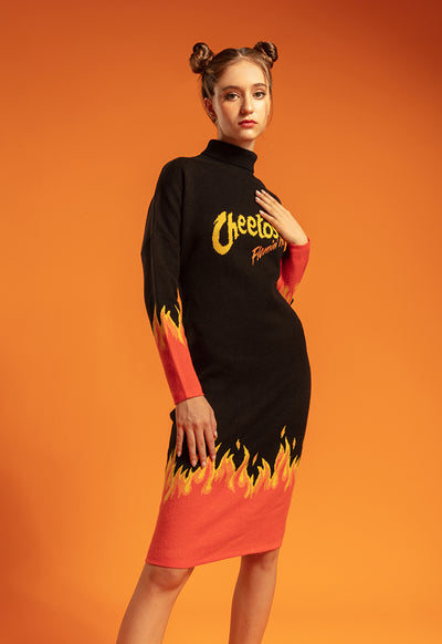 Cheetos Flame Jacquard Knitted Sweater Dress