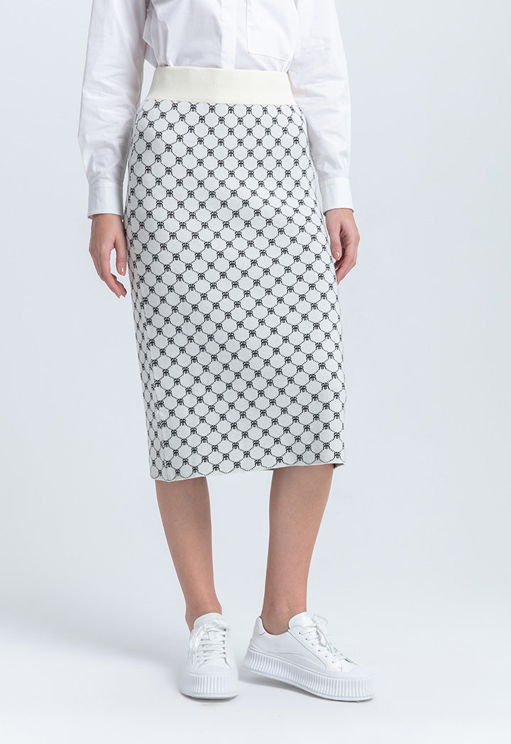 White Black Monogram Skirt