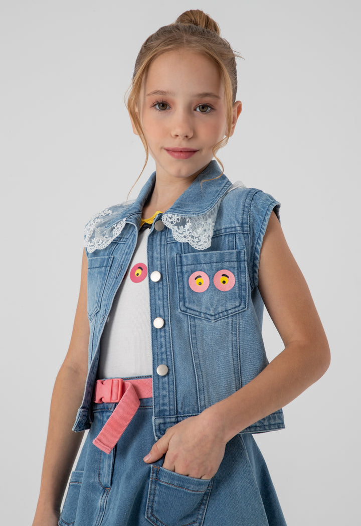 Pink Panther Sleeveless Denim Jacket