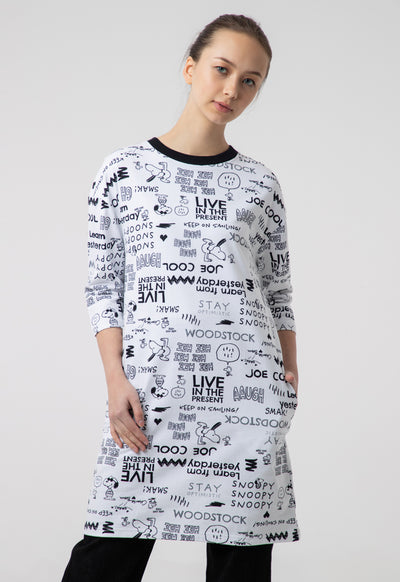 Midi Dress With Snoopy Prints