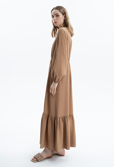 Linen Dress With Elasticated Waist