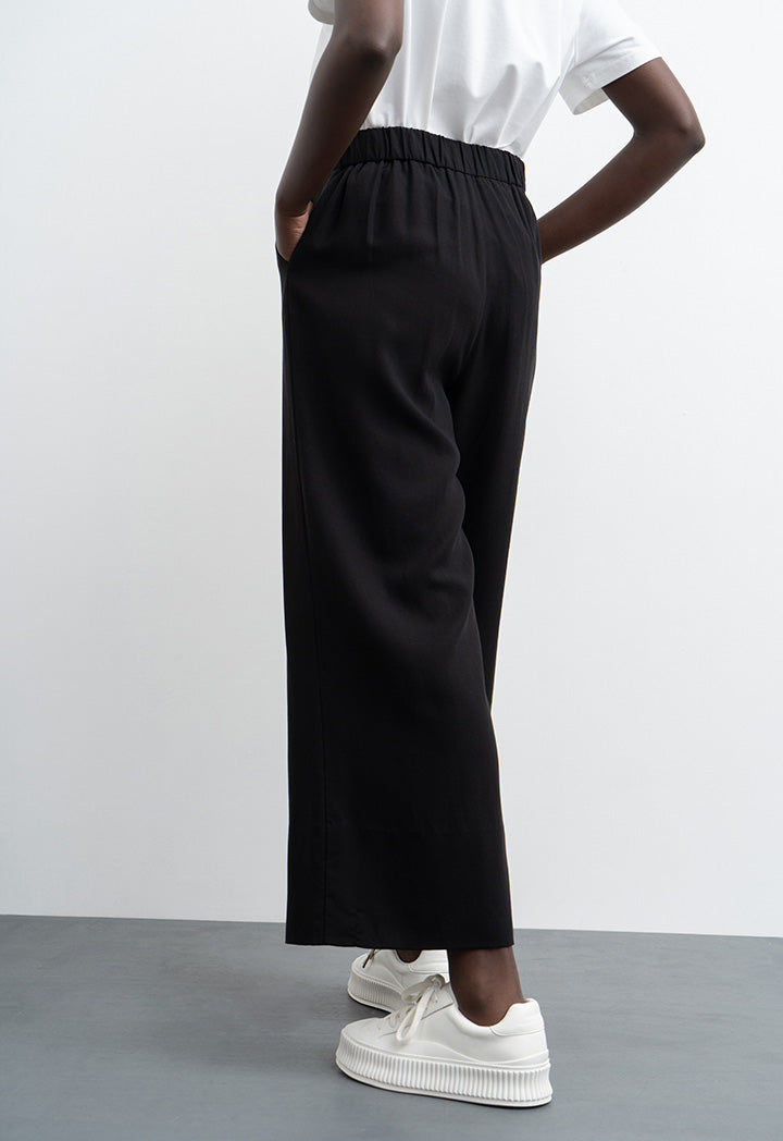 Solid Linen Pants With Self Belt
