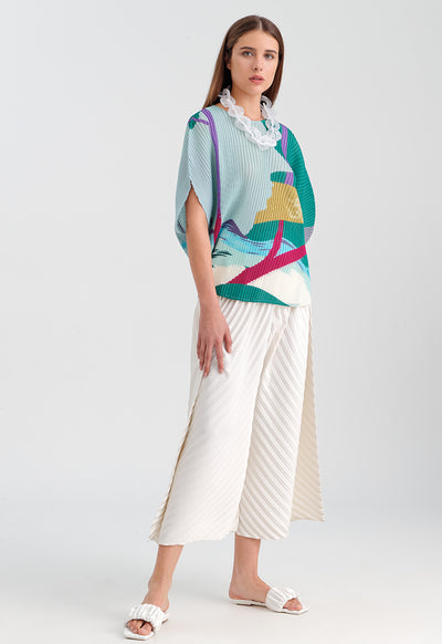 Abstract Printed Pleated Blouse