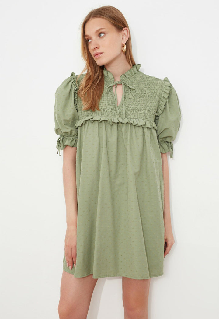 High Neck Ruffle Detail Dress