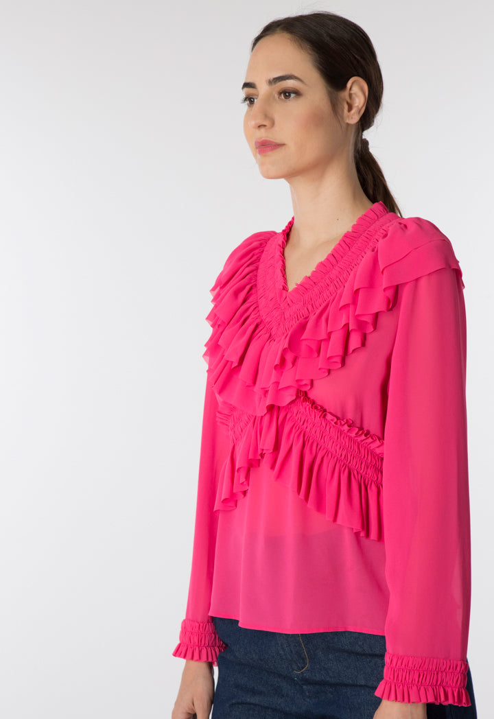 Fuchsia Frilled Blouse