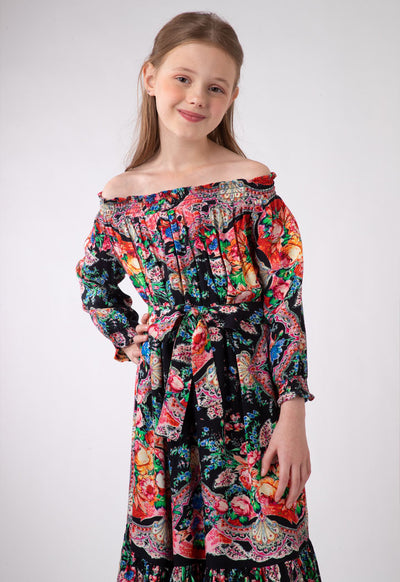 Off-Shoulder Floral Printed Dress