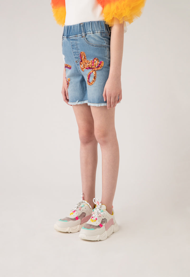 Embroidered Denim Shorts