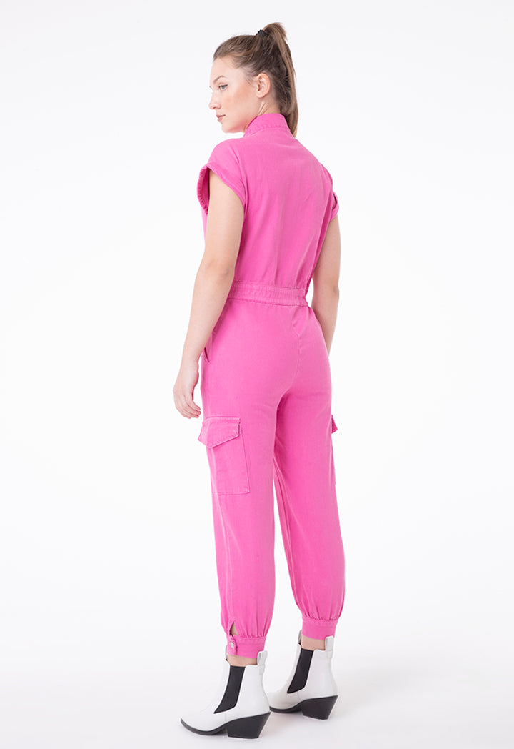 Pink Denim Jumpsuit